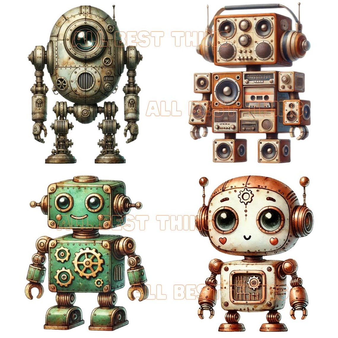 28 Cute Robots Clipart | Retro Robot Clipart | Kids Robot Clipart | Fun ...