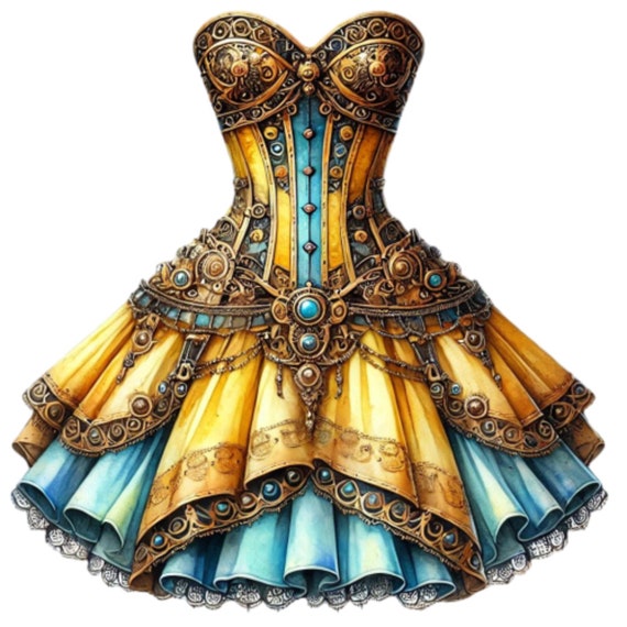 green emerald velvet dress Golden Bustier Steampunk Dress main image 0
