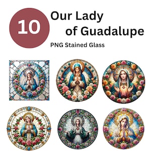 Vidrieras Nuestra Señora de Guadalupe Clipart - Virgen María PNG, Nuestra Señora de Guadalupe PNG, Virgen María Elaboración Paquete de Papel Digital