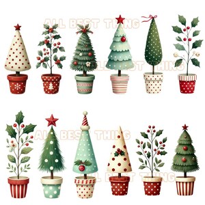 28 Cute Christmas Topiaries Tree Digital PNG, Graphics for Christmas ...