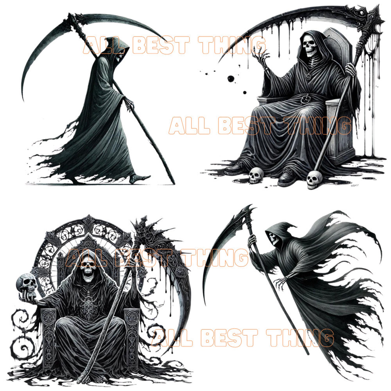 32 Gothic Grim Reaper Clipart PNG, Grim Ripper, Fantasy Gothic ...