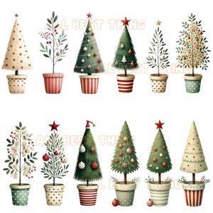 28 Cute Christmas Topiaries Tree Digital PNG, Graphics for Christmas ...