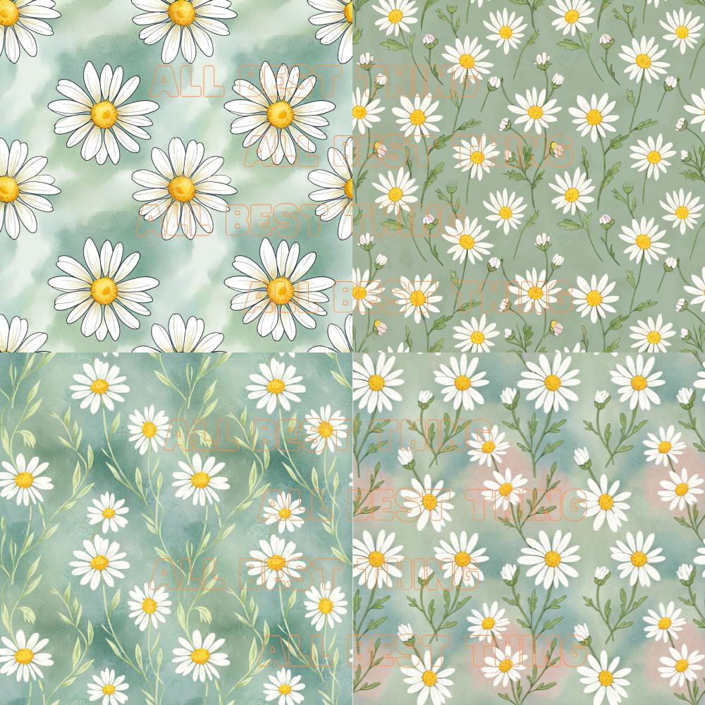 28 Daisy Floral Digital Paper Seamless Pattern, Daisy Flower Spring ...