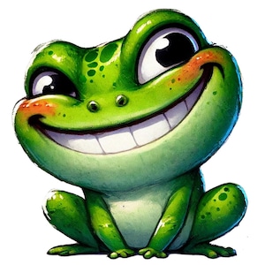 28 Quirky Frog clipart Whimsical Funny Frog PNG, clip art di rana frazzled, illustrazione di rana stravagante, clipart di rospo stravagante, adesivo di rana PNG