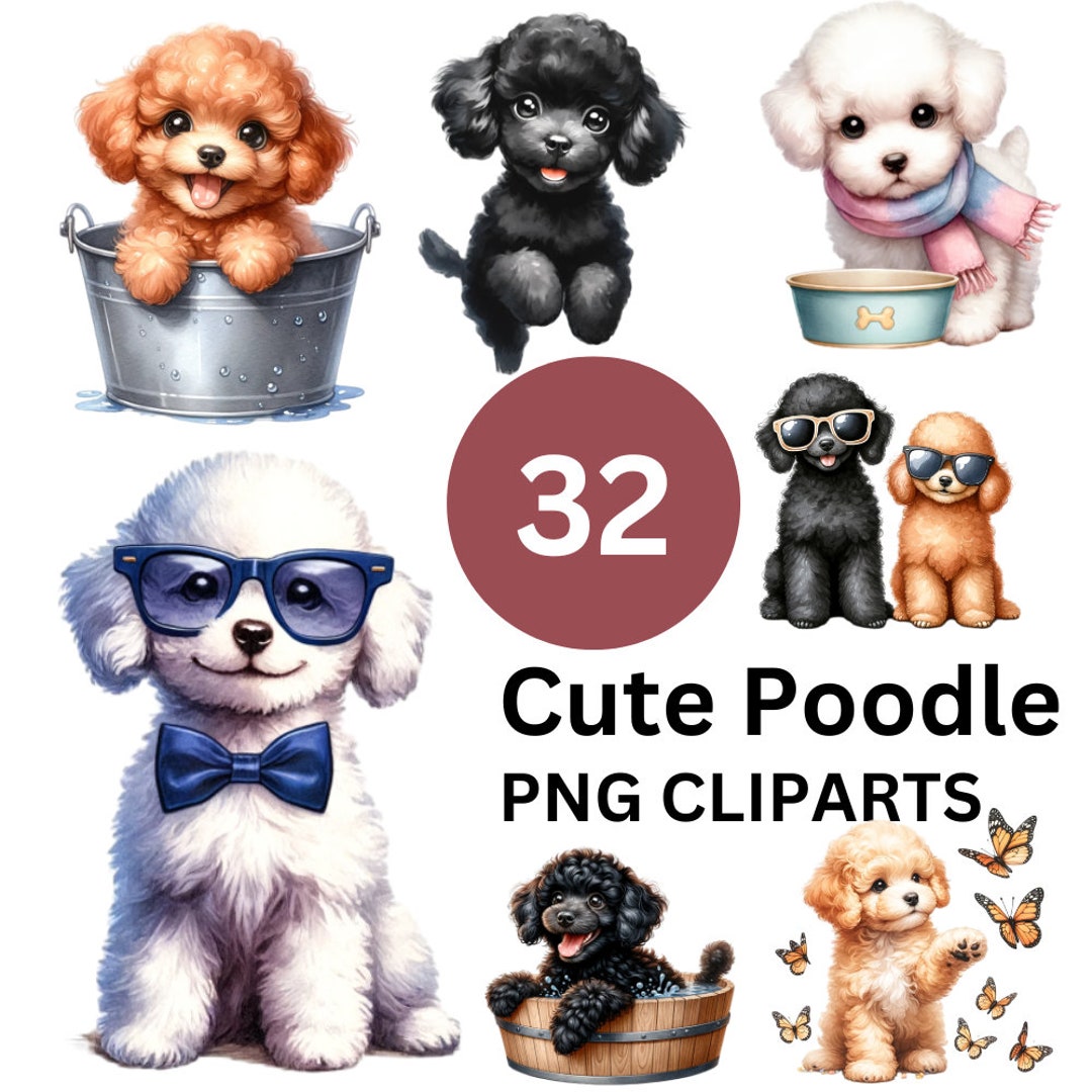 32 Cute Poodle Watercolor PNG Clipart, Cute Dog PNG, Poodle Clipart ...