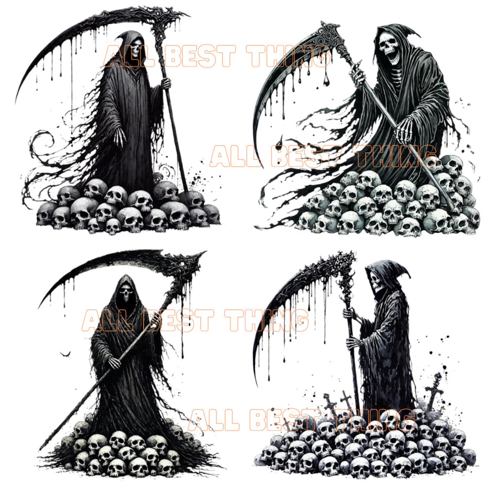 32 Gothic Grim Reaper Clipart PNG, Grim Ripper, Fantasy Gothic ...