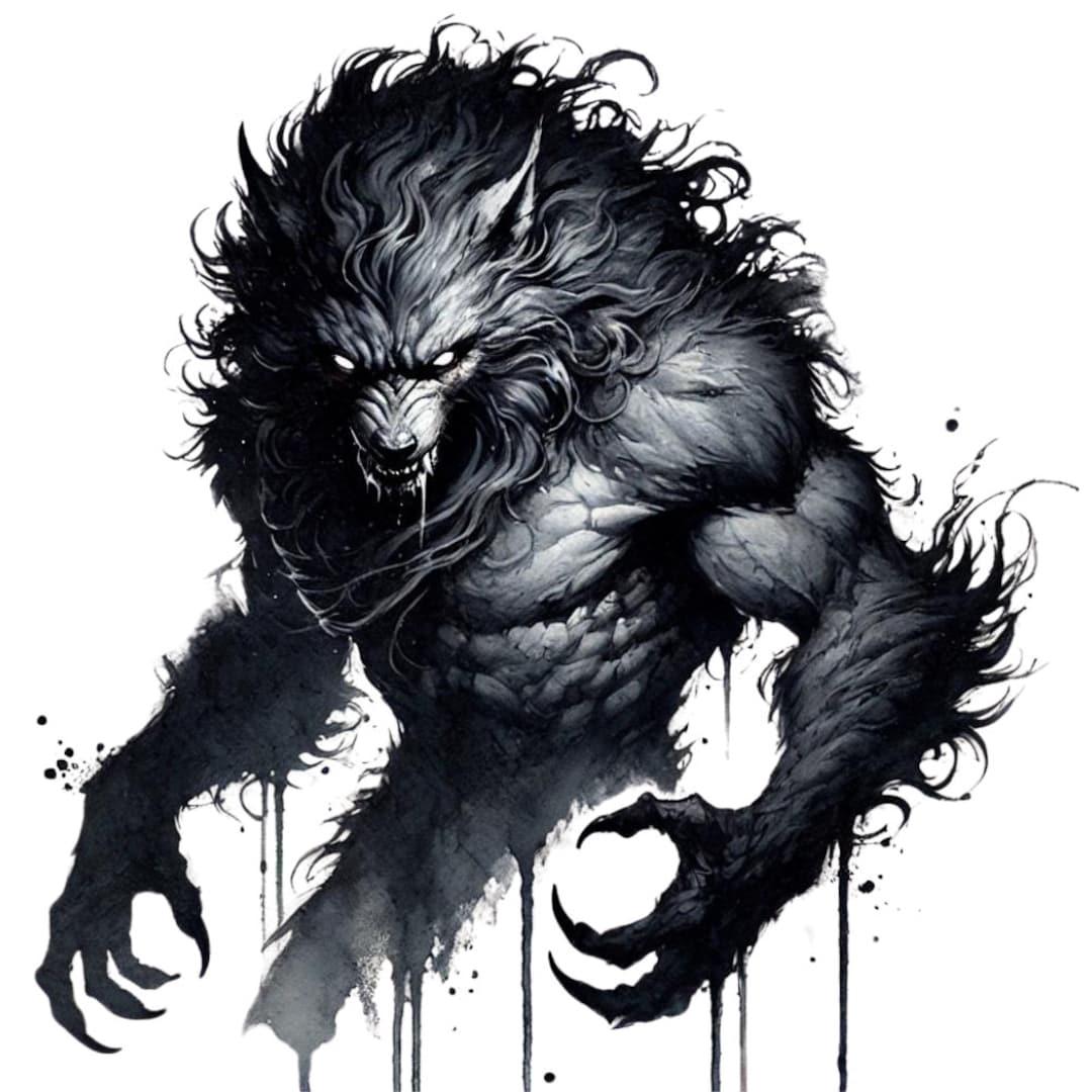 28 Gothic Werewolf Lycan Clipart PNG, Watercolor Printable Digital ...