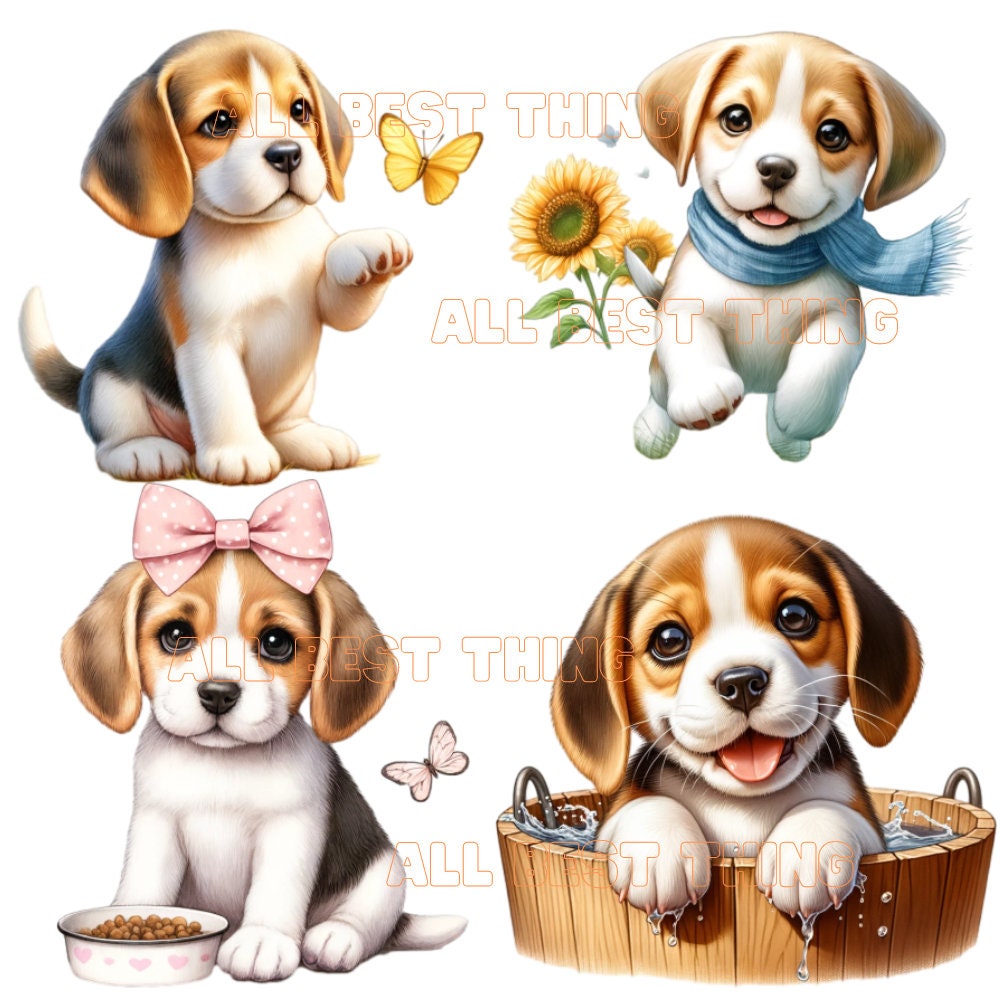 32 Cute Beagle Watercolor PNG Clipart, Cute Dog PNG, Beagle Clipart ...