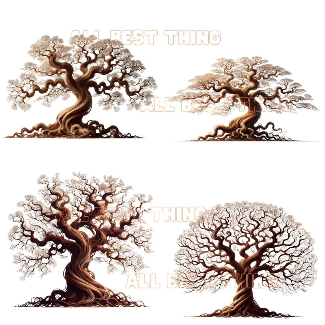 Watercolor Mythical Tree Clipart: Floral Tree Print (digital Download ...