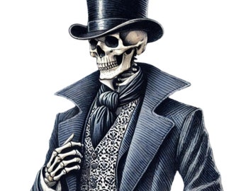 32 Halloween Elegant Skeleton PNG Clipart, Skull Clipart, Watercolor Clipart, Halloween PNG, Spooky Halloween, Scrapbook, Paper Crafts
