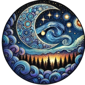 24 Starry Moon Night PNG Clipart, Fantasy, Magical clipart, Clipart Bundle PNG, Wiccan, Mystical clipart, Pagan Commercial use