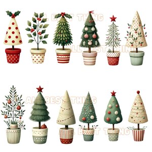 28 Cute Christmas Topiaries Tree Digital PNG, Graphics for Christmas ...