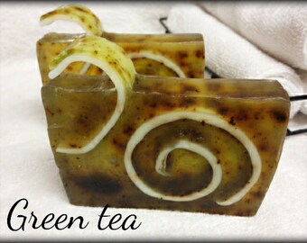 Green Tea Soap, natural soap, handmade soap, glycerine soap, melt and pour soap, curly soap, organic soap, soft soap, sensitive skin soap