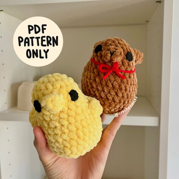 Crochet PDF Pattern - 2-in-1 Bunny and Chick Plushie Pattern - Written Instructions - Easter Plush Decor - Chocolate Bunny Marshmallow Chick
