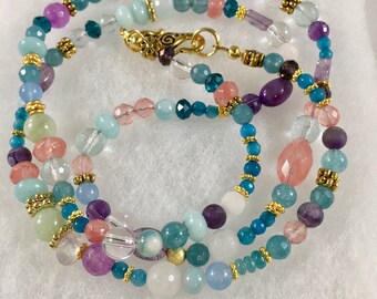 Precious Gems Delight: Amethyst, Aquamarine, Cherry Quartz, Clear Quartz, Jade, Moonstone.