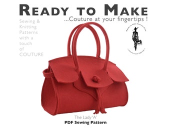 Ladies Fashion BAG SEWING PATTERN, Make Leather Shoulder Handbag for women, Mother of the Bride Purse Wedding Sewing Pattern, Couture Style