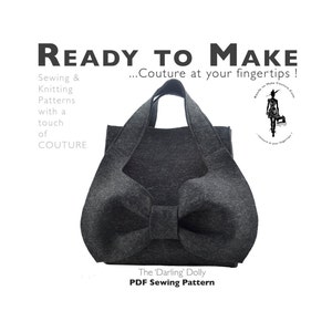 PDF Sewing Pattern -  Make Handbag Purse Hobo Bag for women, Wool Felt Leather Bag Pattern Kit, Race Day Dress up Tote Clutch Carry All Bag