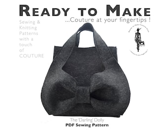 PDF Sewing Pattern -  Make Handbag Purse Hobo Bag for women, Wool Felt Leather Bag Pattern Kit, Race Day Dress up Tote Clutch Carry All Bag