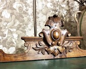 Gothic scroll leaves crowned pediment Antique french oak architectural salvage