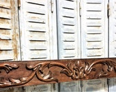 Architectural salvage gothic scroll leaves pediment antique french wooden panel trim a