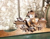 Architectural salvage scroll leaves pediment Antique french wooden crest cornice