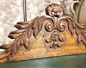 Shell scroll leaves crowned pediment Antique french wooden architectural salvage