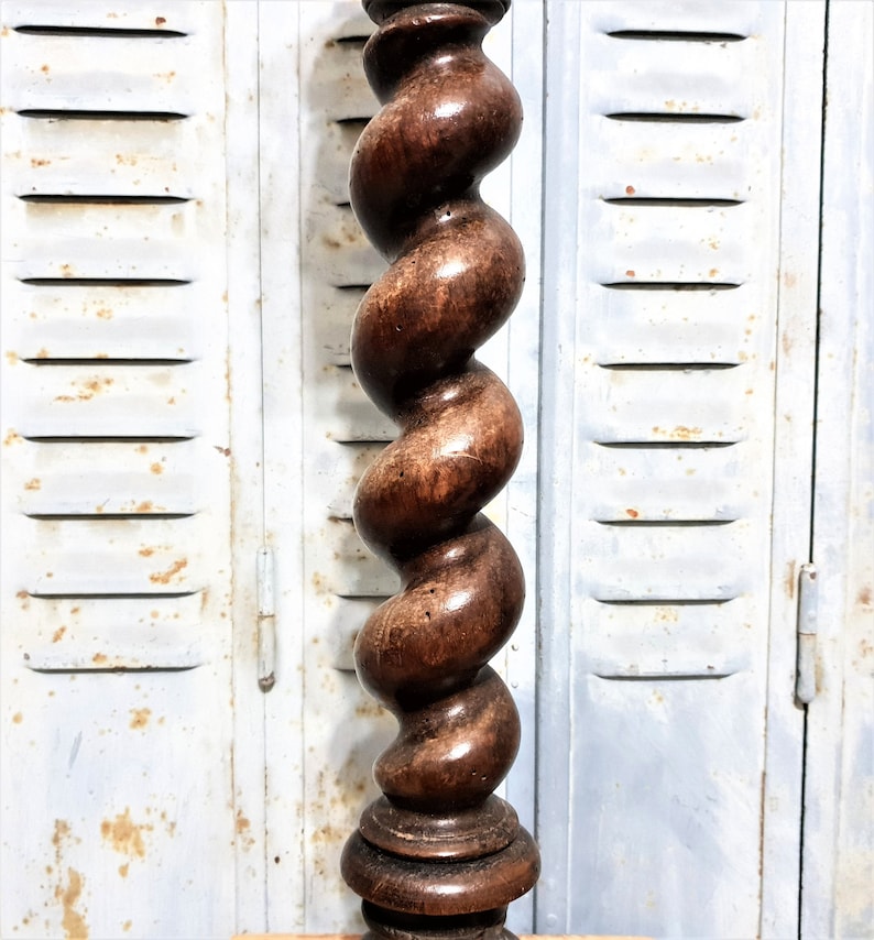 38 Spiral turned barley twist column Antique french carved wood Architectural Salvage a