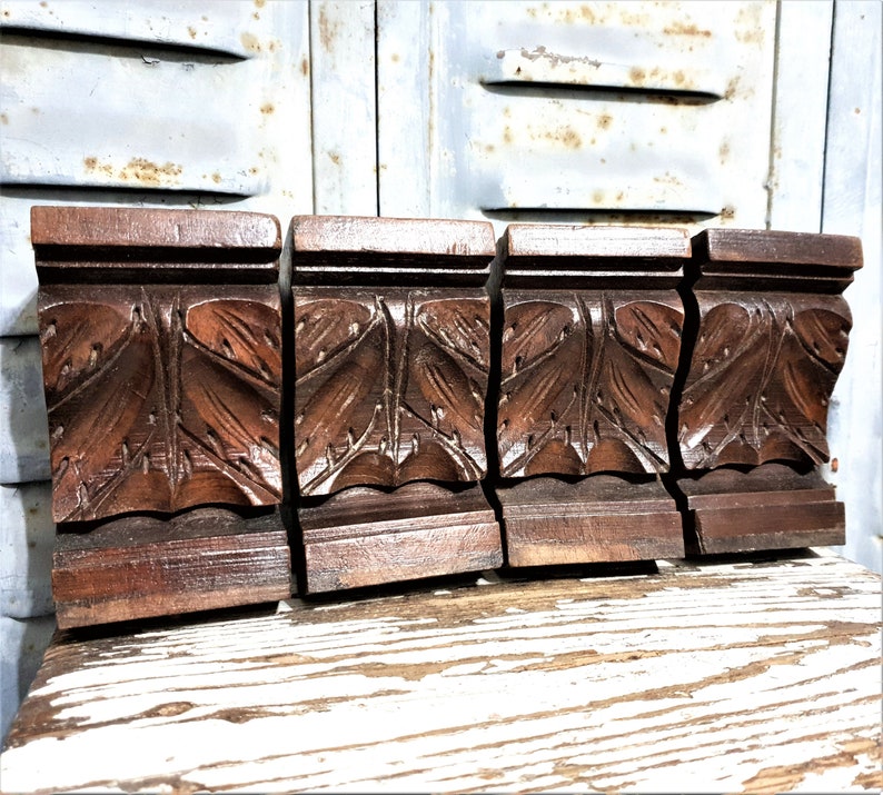 4 Gothic Acanthus Leaf Corbel Bracket Antique French Oak Etsy