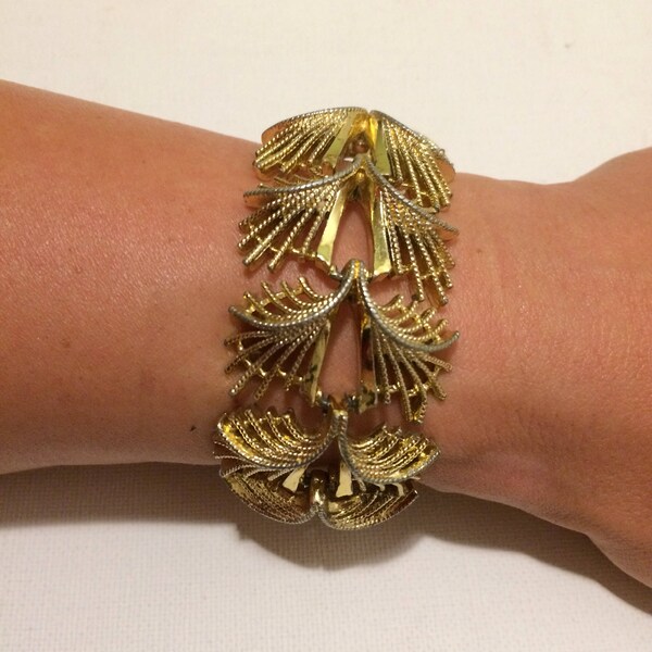 Art Deco Bracelet, Gold Bracelet, Yellow Metal Bracelet, Statement Bracelet, Vintage Bracelet, Chunky Gold Bracelet, Chunky Jewellery,