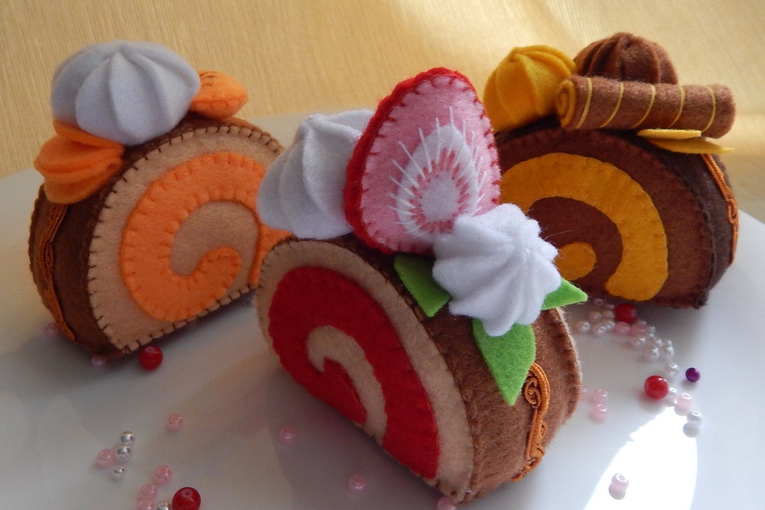 Felt Swiss Roll Cakes Set. Felt Bakery. Felt Pastry. Felt Etsy