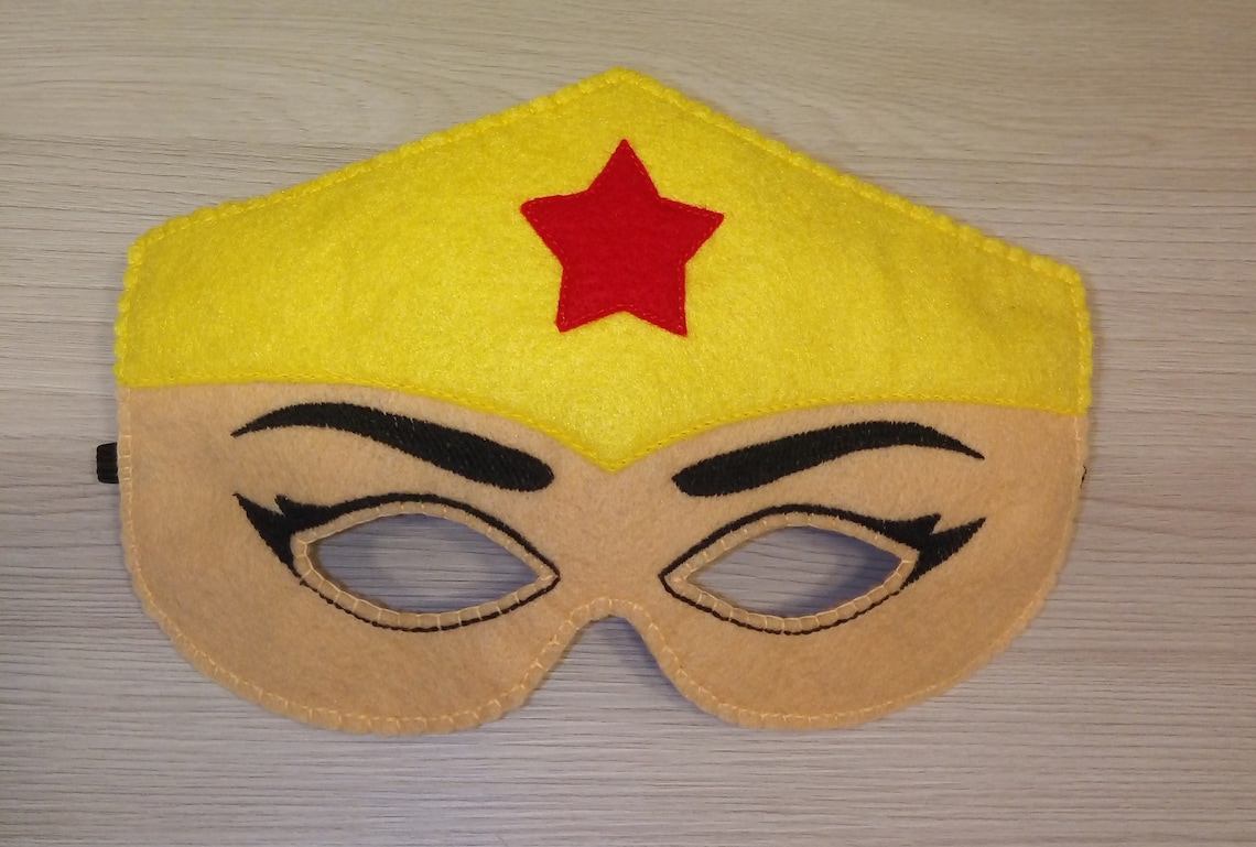 Wonder Woman Inspired Felt Mask. Superhero Mask. Halloween Mask. Party