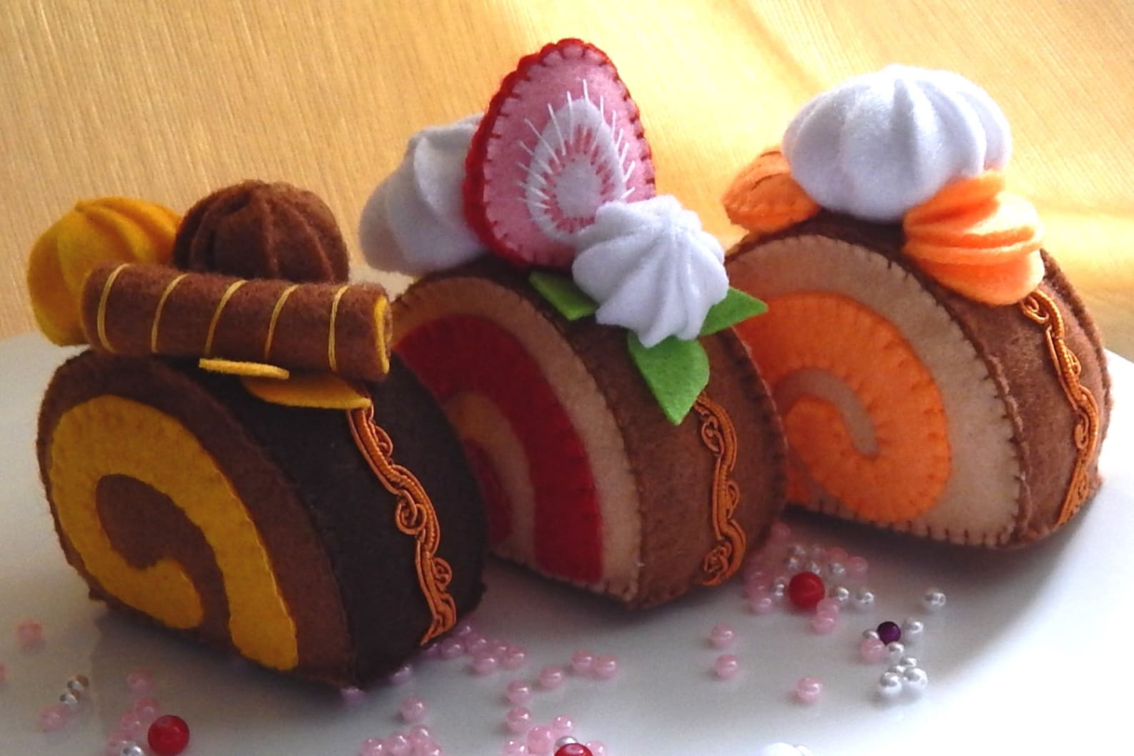 Felt Swiss Roll Cakes Set. Felt Bakery. Felt Pastry. Felt Etsy
