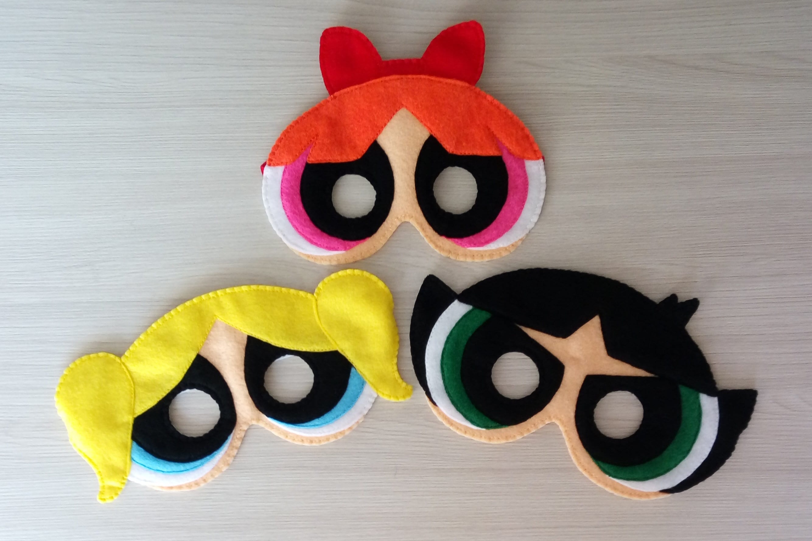 Inspired the Powerpuff Girls Felt Masks. Halloween Masks. Party Masks