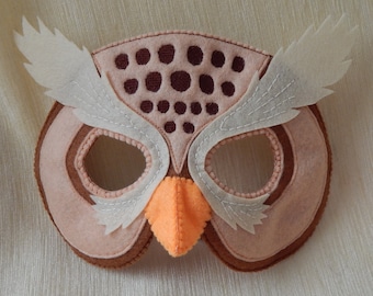 Máscara de búho de fieltro. Máscara de búho para niños. Máscara de fieltro. Máscara de búho. Máscara de Halloween. Máscara de fiesta