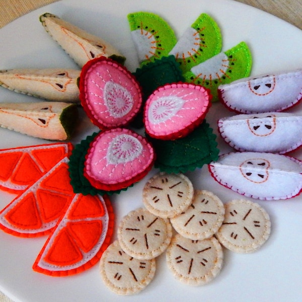 Salade de fruits en feutre. Fruits en feutre. Salade de fruits pour 3 personnes. Décoration de cuisine pour enfants. Faites semblant de jouer. Un beau cadeau.