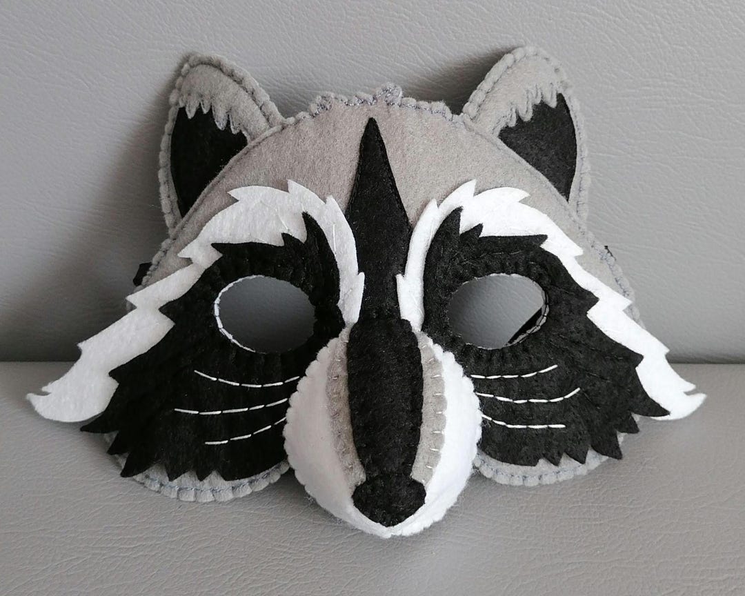 Racoon - 3D Felt Mask. Racoon Mask for Children. Felt Mask. Racoon Mask ...