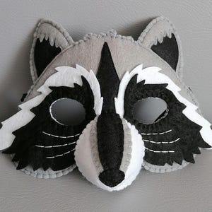 Racoon - 3D felt mask. Racoon mask for children. Felt mask. Racoon mask. Halloween mask. Party mask