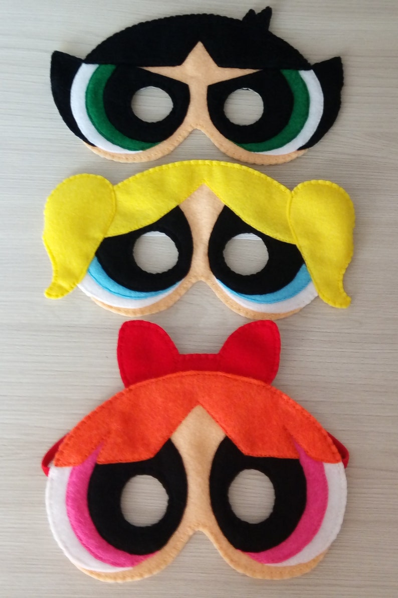 Inspired the Powerpuff Girls Felt Masks. Halloween Masks. Party Masks