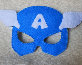 Superhero inspired Captain America mask. Felt Superhero mask.  Mask for children. Felt mask. Halloween mask. Party mask.