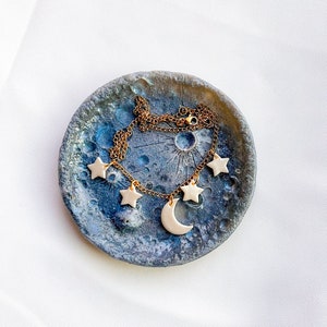 Stars & Moon Necklace | Starry Necklace | Celestial Necklace | Pearl White | Gold | Handmade