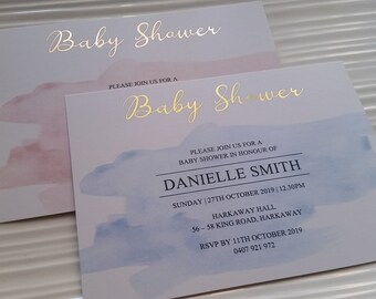Baby Shower Invitation (Gold Foil, Rose Gold Silver Foil) | Boy or Girl