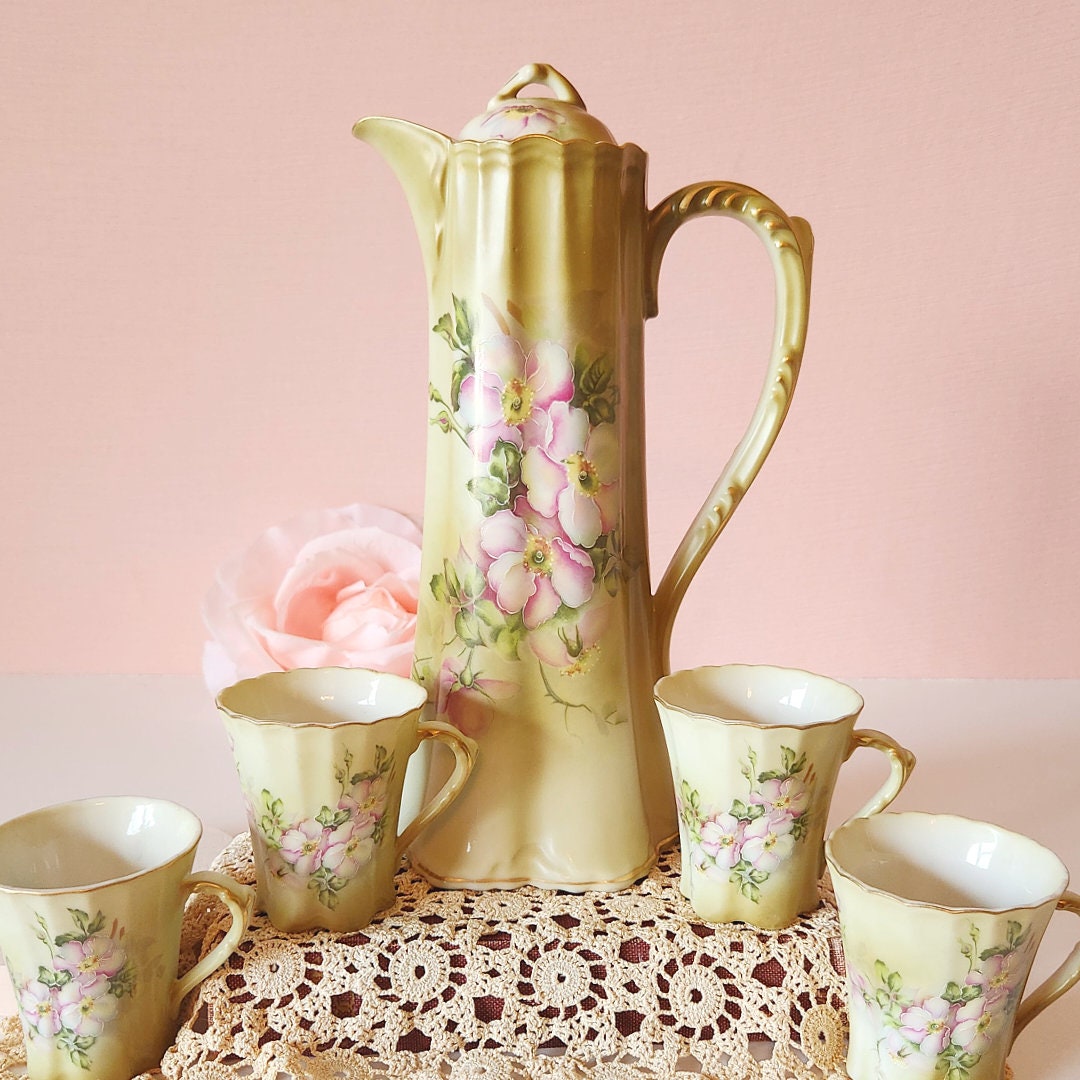 Antique Style Chocolate Tea Set by Nippon Hand Painted Etsy