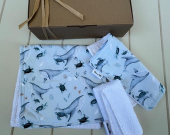 Baby gift hamper, unisex baby shower gift set, newborn gift, sea creatures