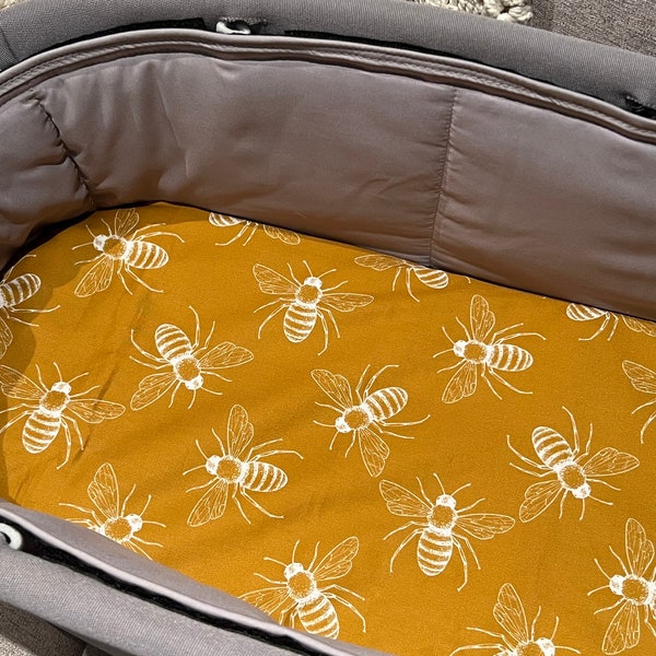 Bassinet liner made for Uppababy Vista, Bugaboo, Redsbaby, Nuna prams and more. Bees