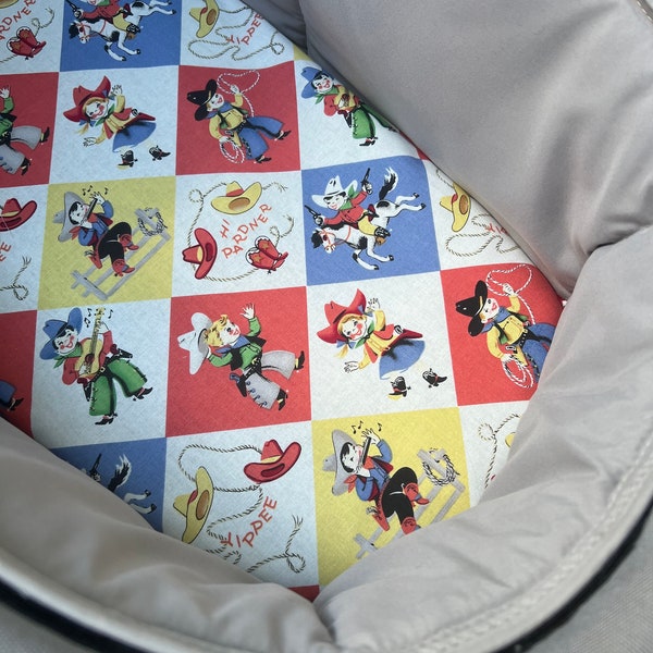 Bassinet liner made for Uppababy Vista, Bugaboo, Redsbaby, Nuna prams and more. Little Cowboys
