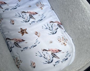 Pram Bassinet liner made for Uppababy Vista, Bugaboo, Redsbaby, Nuna prams and more. Ocean  turtles