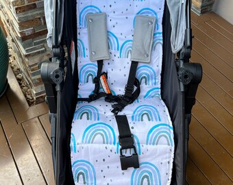 Pram liner, pram insert, universal pram liner, blue rainbows, stroller liner