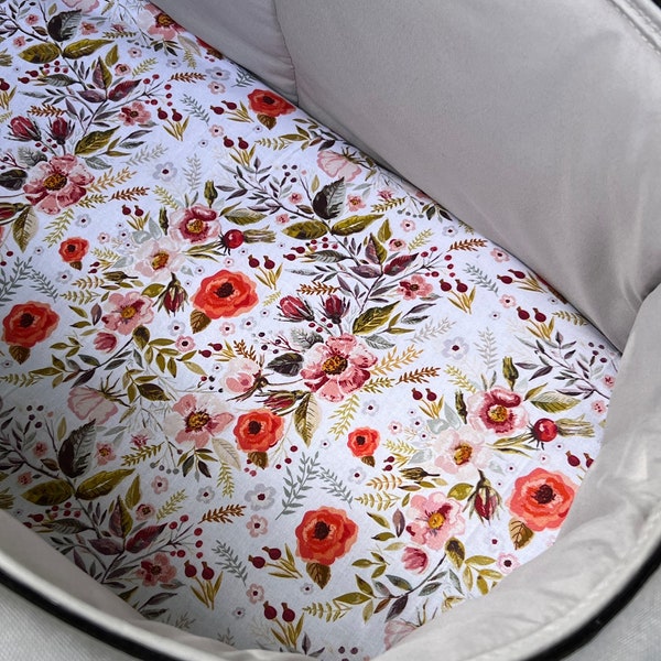 Bassinet liner made for Uppababy Vista, Bugaboo, Redsbaby, Nuna prams and more. Floral