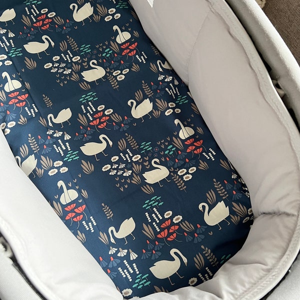 Bassinet liner made for Uppababy Vista, Bugaboo, Redsbaby, Nuna prams and more. Swans