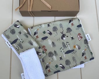 Baby gift hamper, unisex baby shower gift set, newborn gift, woodlands